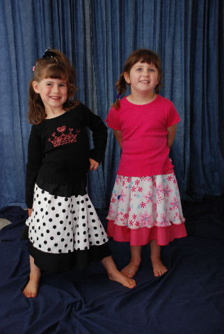 Cayley & Hannah modelling the summer skirts